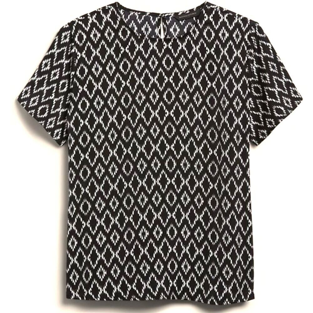 Banana Republic Black White Short Sleeve Top Size S Lightweight Basic Top